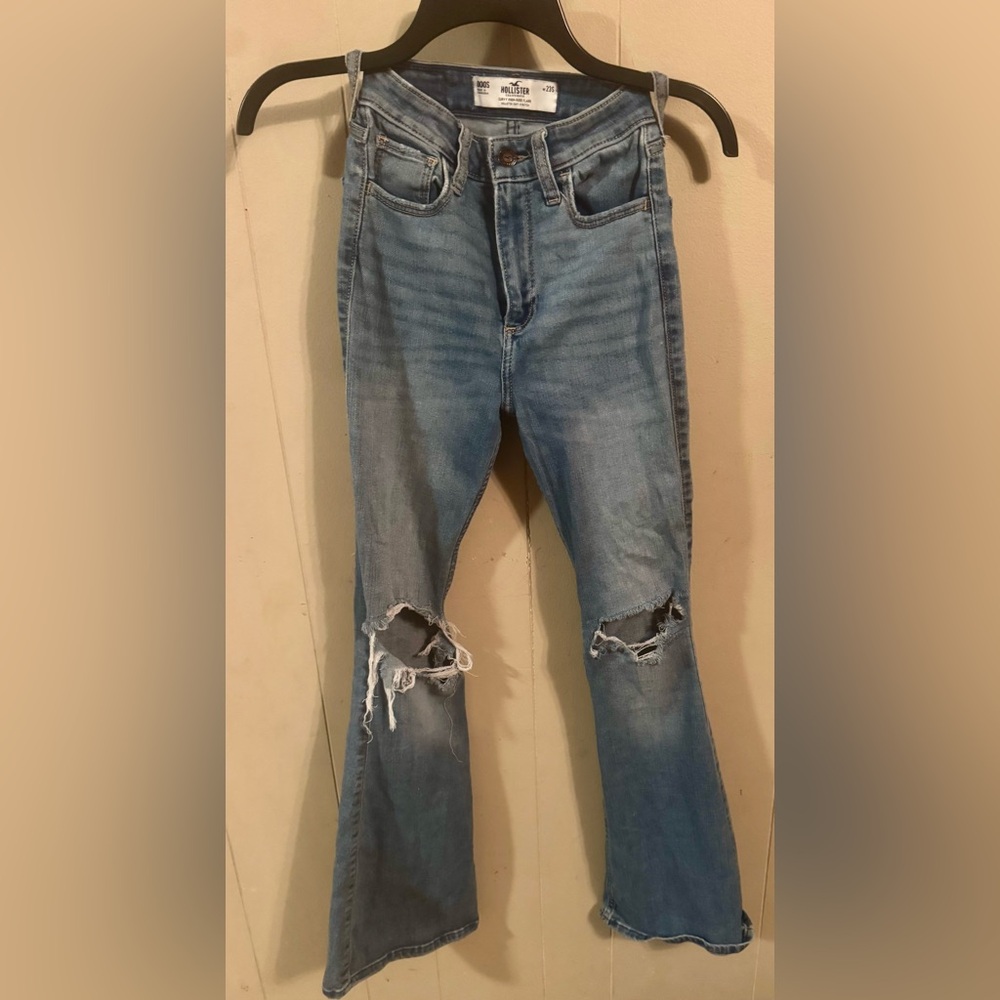 Hollister Light Blue Distressed Flare Jeans